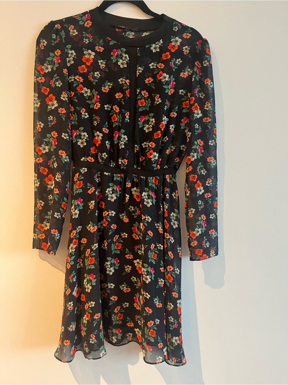 Maje Rayon Floral Print Chiffon Dress -size Small